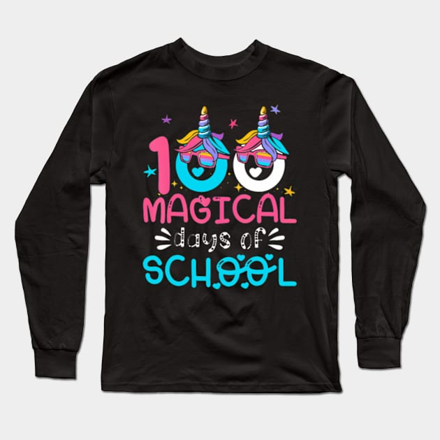 100th Day of Kindergarten For Girls 100 Magical Days Long Sleeve T-Shirt by Cristian Torres